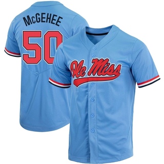 Blake McGehee Replica Blue Youth Ole Miss Rebels Powder Full-Button Baseball Jersey