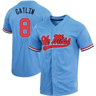 Bo Gatlin Replica Blue Youth Ole Miss Rebels Powder Full-Button Baseball Jersey