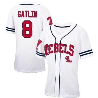 Bo Gatlin Replica White Women's Ole Miss Rebels Colosseum /Navy Free Spirited Baseball Jersey