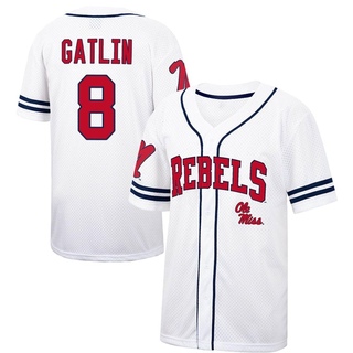 Bo Gatlin Replica White Youth Ole Miss Rebels Colosseum /Navy Free Spirited Baseball Jersey