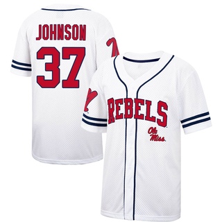 Brandon Johnson Replica White Youth Ole Miss Rebels Colosseum /Navy Free Spirited Baseball Jersey