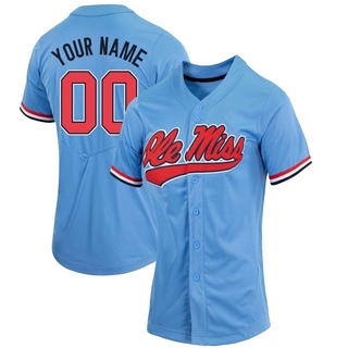 Custom Replica Blue Women's Ole Miss Rebels Powder Full-Button Baseball Jersey
