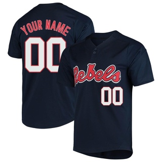 Custom Replica Navy Youth Ole Miss Rebels Vapor Untouchable Two-Button Baseball Jersey