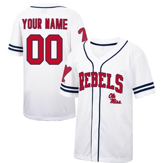 Custom Replica White Men's Ole Miss Rebels Colosseum /Navy Free Spirited Baseball Jersey