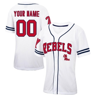 Custom Replica White Women's Ole Miss Rebels Colosseum /Navy Free Spirited Baseball Jersey