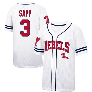 Hudson Sapp Replica White Youth Ole Miss Rebels Colosseum /Navy Free Spirited Baseball Jersey