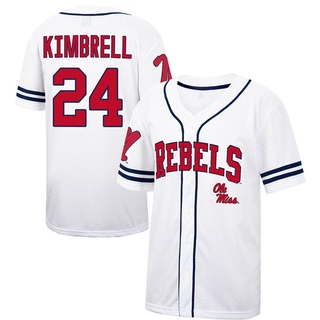 Jackson Kimbrell Replica White Youth Ole Miss Rebels Colosseum /Navy Free Spirited Baseball Jersey