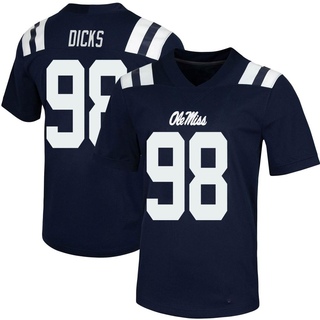 Jaden Dicks Game Navy Youth Ole Miss Rebels Untouchable Football Jersey