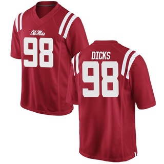 Jaden Dicks Game Red Youth Ole Miss Rebels Football Jersey