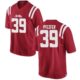 Joshua Pfeifer Game Red Youth Ole Miss Rebels Football Jersey