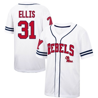 Luke Ellis Replica White Youth Ole Miss Rebels Colosseum /Navy Free Spirited Baseball Jersey