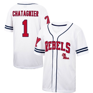 Peyton Chatagnier Replica White Youth Ole Miss Rebels Colosseum /Navy Free Spirited Baseball Jersey