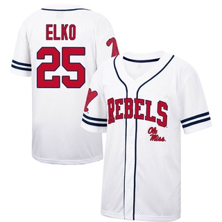 Tim Elko Replica White Men's Ole Miss Rebels Colosseum /Navy Free Spirited Baseball Jersey