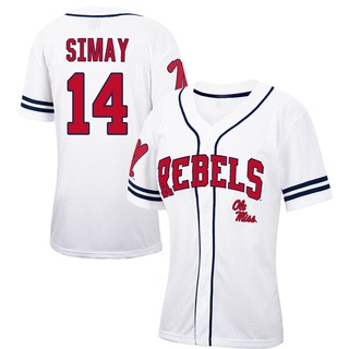Tim Simay Replica White Women's Ole Miss Rebels Colosseum /Navy Free Spirited Baseball Jersey