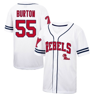 Wes Burton Replica White Youth Ole Miss Rebels Colosseum /Navy Free Spirited Baseball Jersey